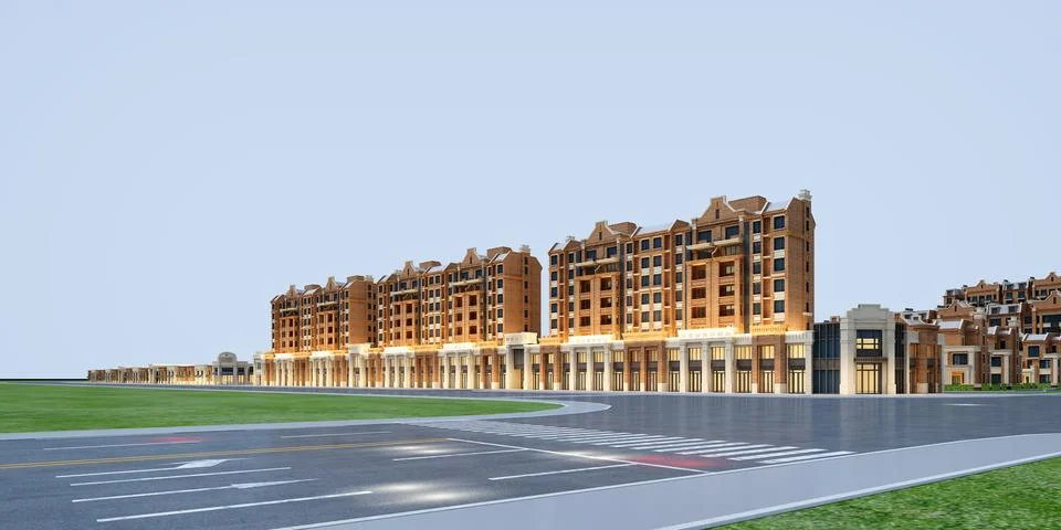 3d render of building exterior view Ilustración de archivo