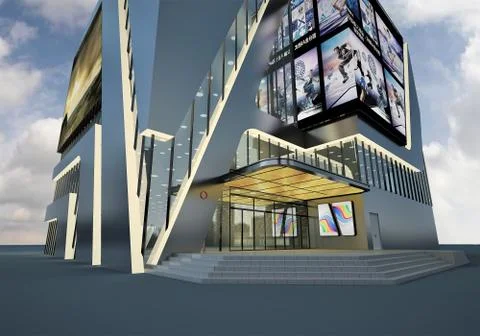 3D Render of Building Ilustración de archivo