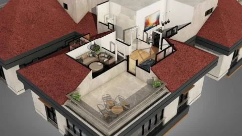 3D Render of Building Roof Ilustración de archivo