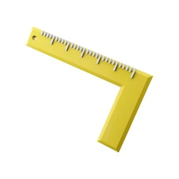 3d render Building yellow corner ruler tape measuring tool 3d rendering Stock Illustration