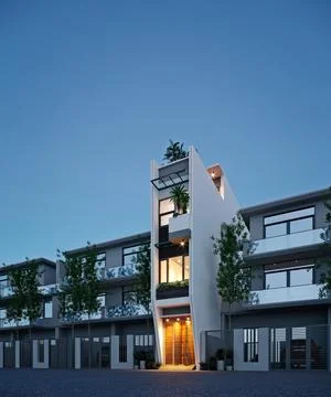 3D Render buildings exterior view Ilustración de archivo