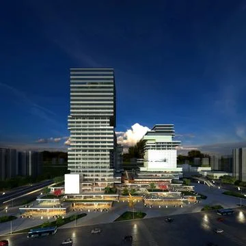 3d render buildings exterior view Stock Illustration
