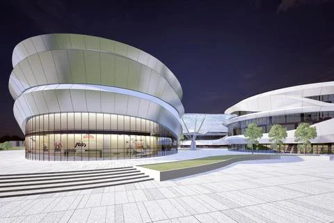 3d render buildings exterior view Ilustración de archivo