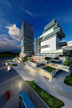3d render buildings exterior view Stock Illustration