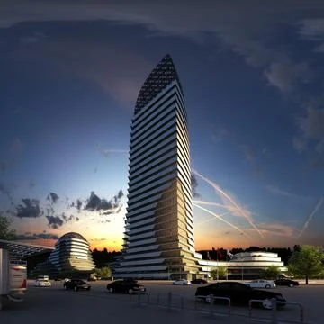 3d render buildings exterior view Stock Illustration