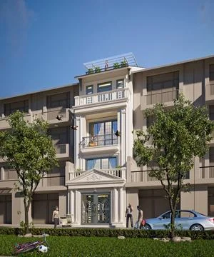 3d render buildings exterior view Stock Illustration