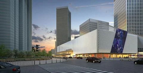 3d render buildings exterior view Stock Illustration