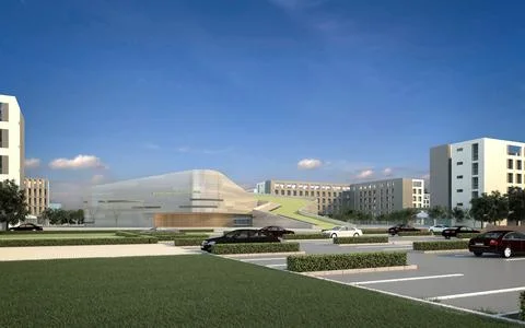 3d render buildings exterior view Stock Illustration