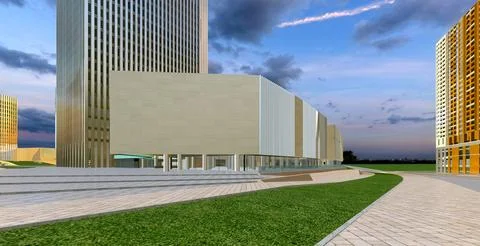 3d render buildings exterior view Stock Illustration