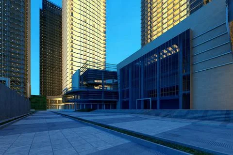 3d render buildings exterior view Stock Illustration