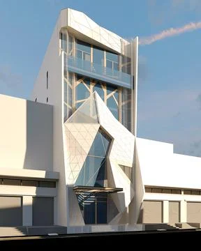 3d render buildings exterior view Illustration