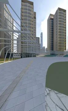3d render buildings exterior view Stock Photos