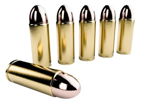 3d render of bullets background. Illustrazione stock