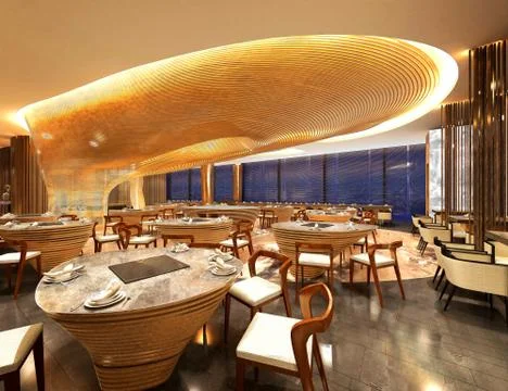 3d render cafe and restaurant interior Stock Illustration