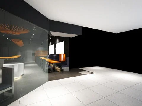 3d render cafe and restaurant interior Stock Illustration