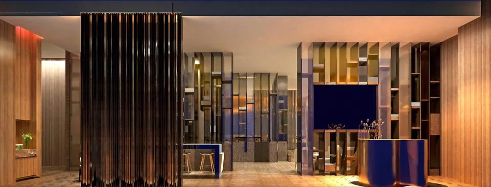 3d render cafe and restaurant interior Stock Illustration
