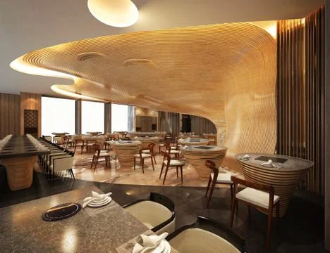 3d render cafe and restaurant interior Stock Illustration