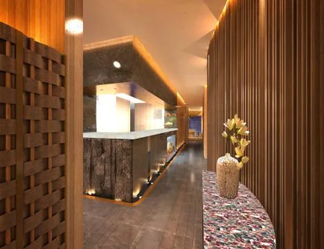 3d render cafe and restaurant interior Stock Illustration