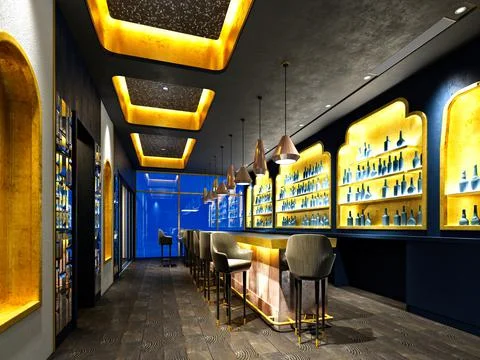 3d render cafe bar restaurant Illustrazione stock