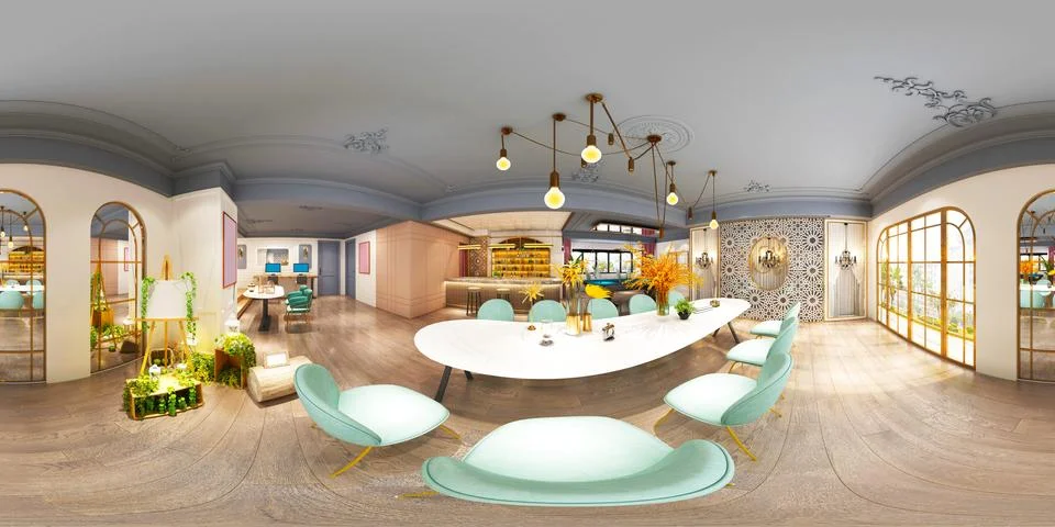 3d render cafe restaurant 스톡 일러스트
