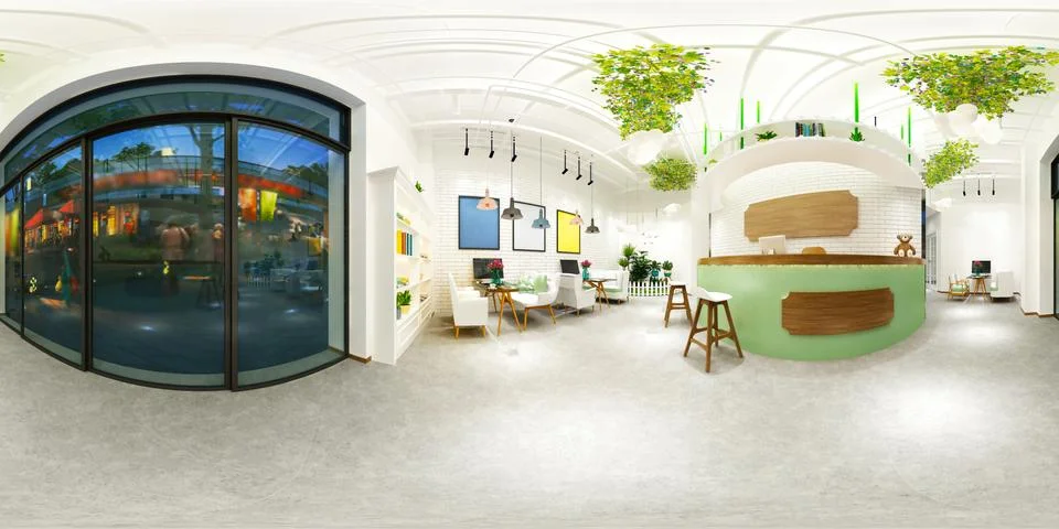 3d render cafe restaurant 스톡 일러스트