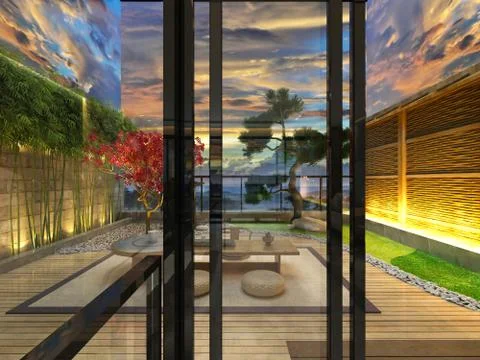 3d render cafe restaurant 스톡 일러스트