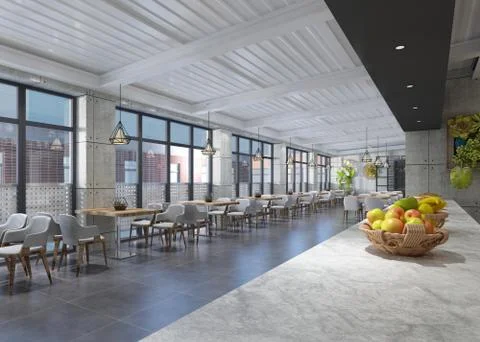 3d render cafe restaurant 스톡 일러스트