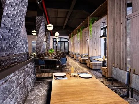 3d render cafe restaurant 스톡 일러스트