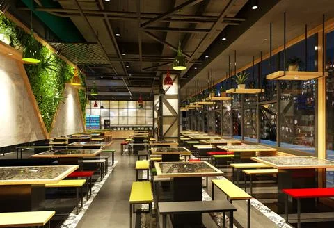 3d render cafe restaurant 스톡 일러스트