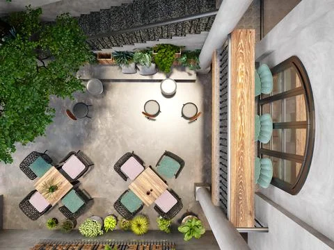 3d render cafe restaurant 스톡 일러스트