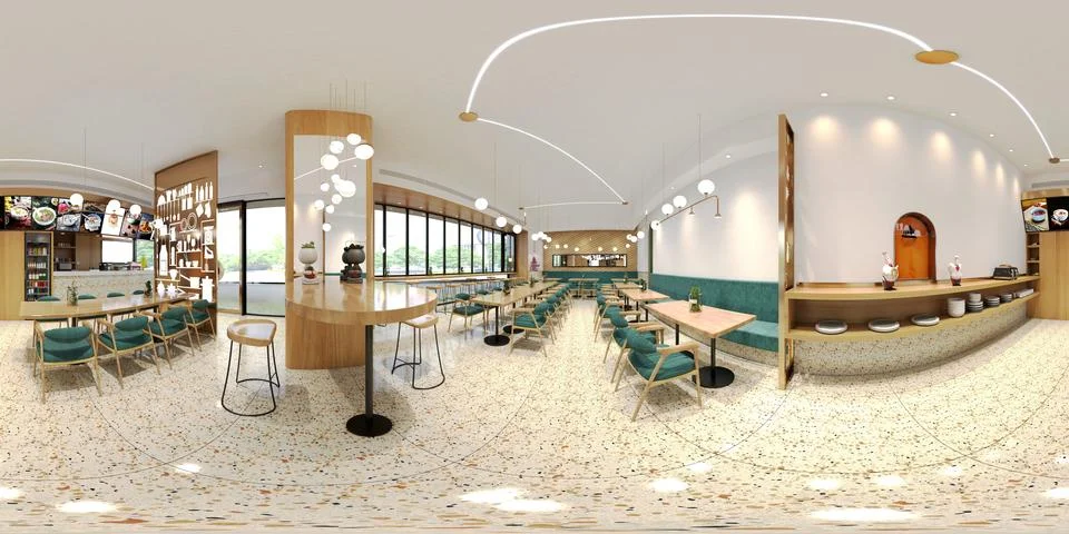 3d render cafe restaurant 스톡 일러스트