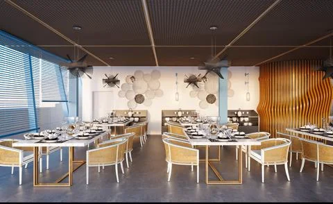 3d render cafe restaurant Stock Illustration