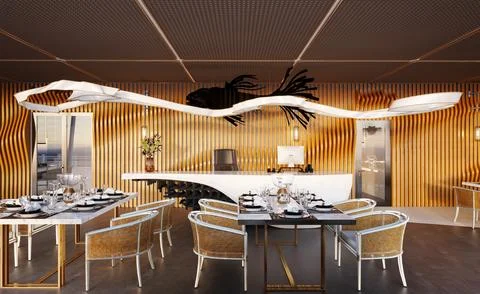 3d render cafe restaurant Stock Illustration