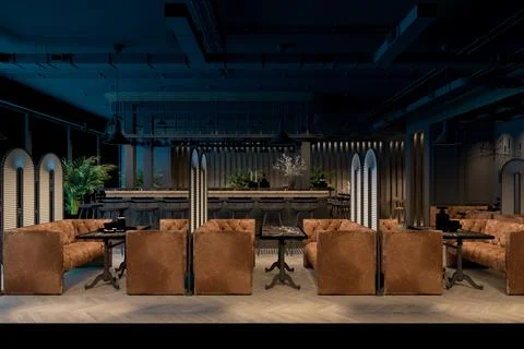 3d render cafe restaurant Stock Illustration