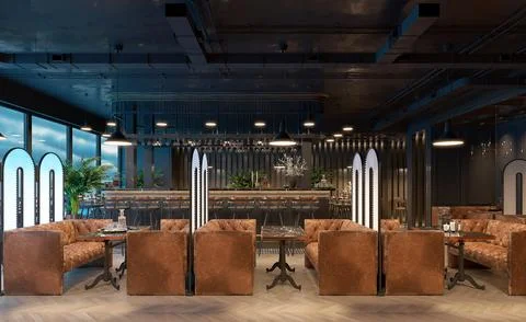 3d render cafe restaurant 스톡 일러스트