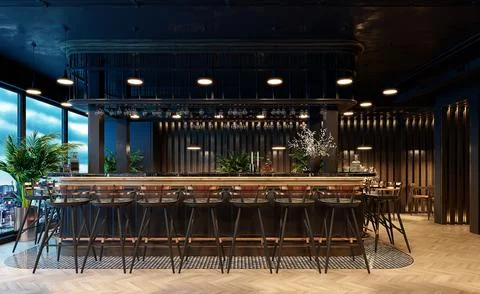 3d render cafe restaurant Stock Illustration