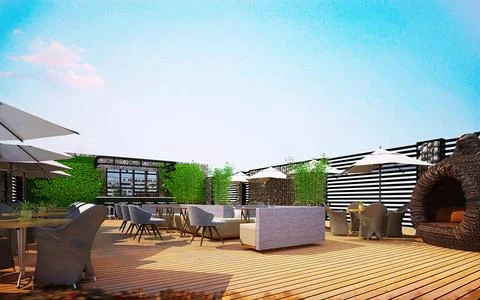 3d render cafe restaurant Stock Illustration