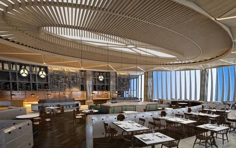 3d render cafe restaurant Stock Illustration