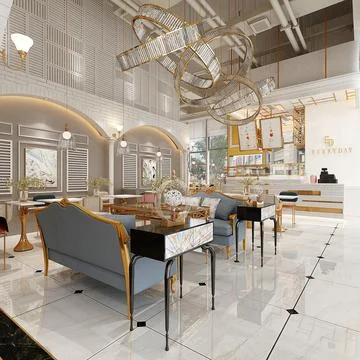 3d render cafe restaurant 스톡 일러스트