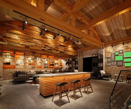 3d render cafe restaurant 스톡 일러스트