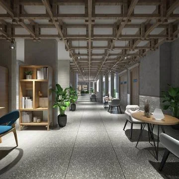 3d render cafe restaurant Stock Illustration