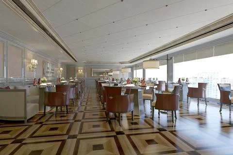 3d render cafe restaurant Stock Illustration