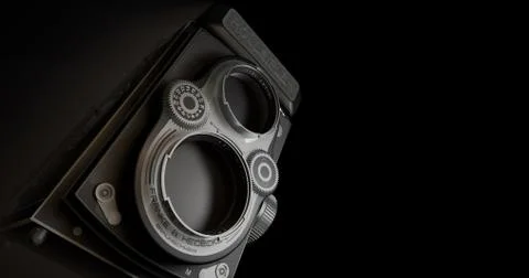 3D render of camera background on black background Stock Illustration