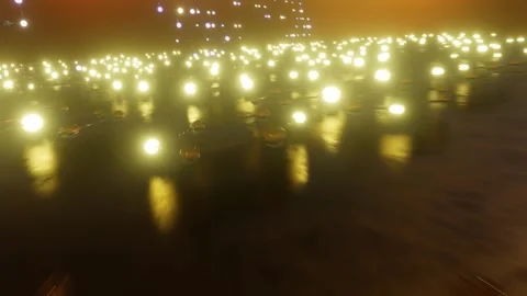 3d render of camera gliding through glowing lights that are all connected Stock Footage 247448548