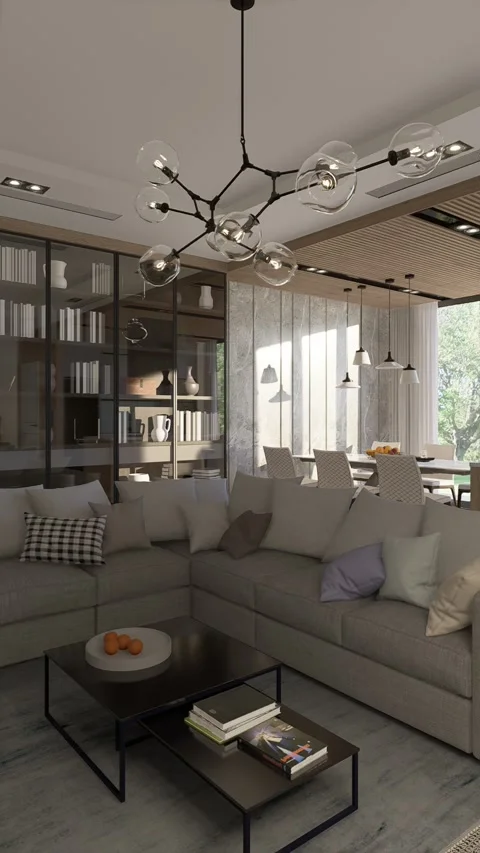 3D render. Camera pan through the interior of a studio apartment Stock Footage 253407602