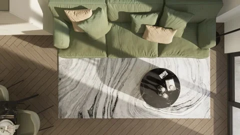 3D-render. Camera pan through the interior of a studio apartment Stock Footage 253509937