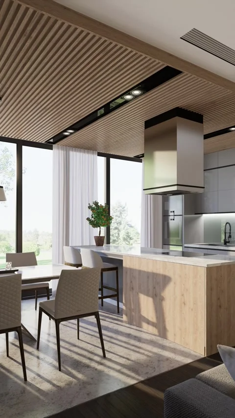 3D render. Camera pan through the interior of a studio apartment Stock Footage 261711300