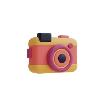 3d render of camera ,Tourism and travel concept,minimal style,Flat lay. Stock Illustration
