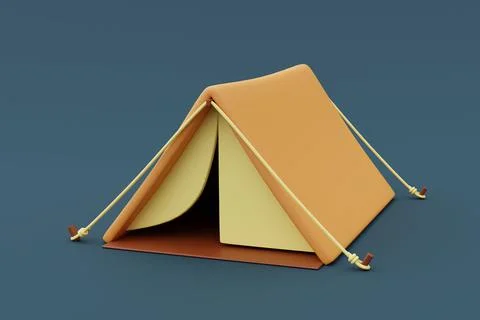 3d render of Camping tent isolated on blue background,Camping equipment,holid Stock Illustration