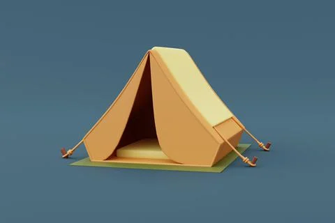 3d render of Camping tent isolated on blue background,Camping equipment,holid Stock Illustration